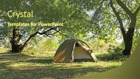  Presentation with camp - PPT theme enhanced with tourist-tent-on-meadow and a  colored foreground