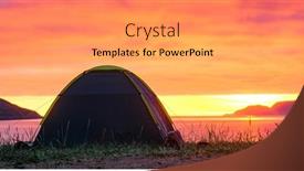  Presentation with tent - PPT theme consisting of tourist-tent-on-the-coast background and a yellow colored foreground