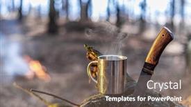  Presentation with tea cup - Presentation design with tourist-things-stainless-camping-cup background and a violet colored foreground