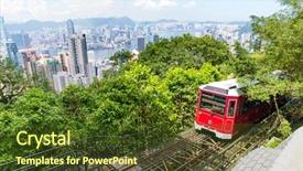  Presentation with simple japan hong kong - Cool new theme with tourist tram at the peak backdrop and a tawny brown colored foreground