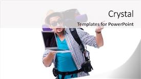  Presentation with find - Theme featuring tourist trying to find direction background and a white colored foreground