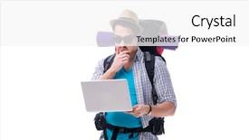  Presentation with direction direct mail campaign written - Presentation design featuring tourist trying to find direction background and a white colored foreground