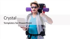  Presentation with find - PPT layouts with tourist trying to find direction background and a white colored foreground