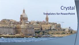  Presentation with malta - Beautiful PPT theme featuring tourist-view-of-cityscape backdrop and a sky blue colored foreground