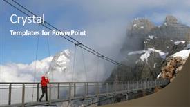  Presentation with suspension bridge - PPT theme enhanced with tourist-walk-on-the-suspension background and a light blue colored foreground