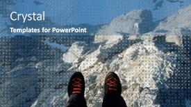  Presentation with suspension bridge - Presentation theme with tourist-walk-on-the-suspension background and a teal colored foreground