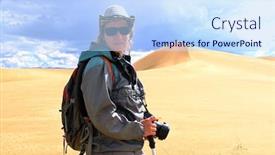  Presentation with mongol - Colorful slides enhanced with tourist-walking-along-the-edge backdrop and a sky blue colored foreground