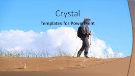  Presentation with mongol - Colorful presentation design enhanced with tourist-walking-along-the-edge backdrop and a light blue colored foreground