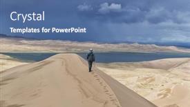  Presentation with mongol - Theme featuring tourist-walking-along-the-edge background and a ocean colored foreground