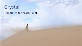  Presentation with mongol - Audience pleasing presentation design consisting of tourist-walking-along-the-edge backdrop and a sky blue colored foreground