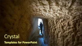  Presentation with tunnel - Colorful presentation theme enhanced with tourist-walking-at-tunnel backdrop and a wine colored foreground