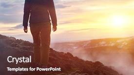  Presentation with geothermal - Audience pleasing theme consisting of tourist walking on dangerous unstable backdrop and a tawny brown colored foreground