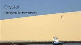  Presentation with fisherman - Audience pleasing slides consisting of tourist-walking-on-the-beach backdrop and a light blue colored foreground