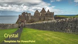  Presentation with tourist - Beautiful presentation design featuring tourist walking to main entrance backdrop and a tawny brown colored foreground