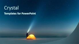  Presentation with starry night - Presentation design consisting of tourist-with-flashlight-near-yellow background and a navy blue colored foreground
