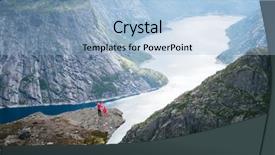  Presentation with tourist - PPT theme with tourist with norwegian flag ringedalsvatnet background and a light blue colored foreground