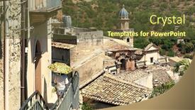  Presentation with umbrella - Beautiful presentation theme featuring tourist-with-sun-umbrella-visit backdrop and a tawny brown colored foreground