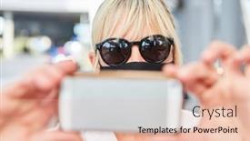  Presentation with face mask - Audience pleasing theme consisting of tourist-with-sunglasses-and-face backdrop and a lemonade colored foreground