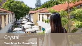  Presentation with taiwan - PPT theme having tourist-woman-go-taichung-shenji background and a coral colored foreground