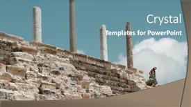  Presentation with tyre - Presentation theme with tourist-woman-goes-down background and a seafoam green colored foreground