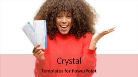  Presentation with elementary school female career day african american - Audience pleasing theme consisting of tourist woman holding boarding pass backdrop and a red colored foreground
