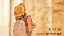  Presentation with karnak - Slide deck consisting of tourist-woman-in-karnak-temple background and a yellow colored foreground