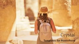  Presentation with karnak - Slide set enhanced with tourist-woman-in-karnak-temple background and a coral colored foreground