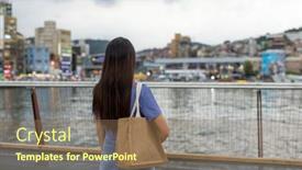  Presentation with look - PPT theme enhanced with tourist-woman-look-at-keelung background and a violet colored foreground