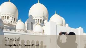  Presentation with abu dhabi united arab emirates - Cool new theme with tourist-woman-making-photo backdrop and a mint green colored foreground
