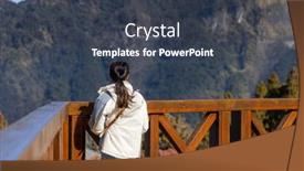  Presentation with stand - Presentation theme featuring tourist-woman-stand background and a tawny brown colored foreground