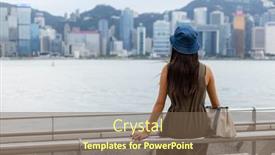  Presentation with hong kong - PPT theme enhanced with tourist-woman-visit-hong-kong background and a violet colored foreground