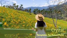  Presentation with lily flower - Presentation design consisting of tourist-woman-visit-taimali background and a tawny brown colored foreground