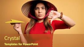  Presentation with rice paddy - Colorful presentation design enhanced with tourist-woman-wearing-traditional-asian backdrop and a red colored foreground