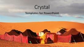  Presentation with camp - PPT theme having touristic camp in sahara desert background and a light gray colored foreground