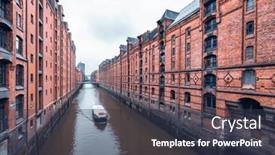  Presentation with hamburg - Slide set featuring touristic-cruise-boat background and a tawny brown colored foreground