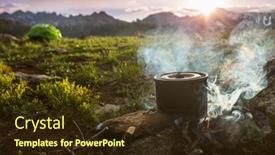  Presentation with forest fire - PPT layouts consisting of touristic-kettle-on-fire background and a tawny brown colored foreground