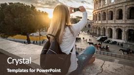  Presentation with woman world - Cool new PPT layouts with touristic place in the world backdrop and a tawny brown colored foreground