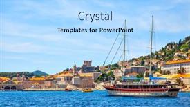  Presentation with dubrovnik - PPT theme enhanced with touristic-sail-ship background and a light blue colored foreground