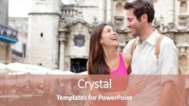  Presentation with young happy couple - Audience pleasing PPT theme consisting of tourists - happy couple in cuba backdrop and a coral colored foreground