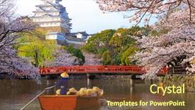  Presentation with tree river - Audience pleasing presentation theme consisting of tourists boating on the river backdrop and a tawny brown colored foreground