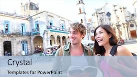  Presentation with old couple - Audience pleasing PPT theme consisting of tourists couple travel in havana backdrop and a light blue colored foreground