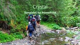  Presentation with expedition - Slide deck consisting of tourists-hiking-in-mountains background and a tawny brown colored foreground