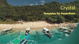  Presentation with cinematic - PPT theme featuring tourists-ocean-cruise-passenger-boats background and a tawny brown colored foreground