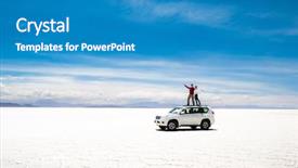  Presentation with pest car control - Colorful PPT theme enhanced with tourists on white car rooftop backdrop and a teal colored foreground