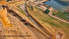  Presentation with india fort - Slide deck enhanced with tourists-riding-elephants-on-ascend background and a gold colored foreground