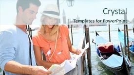  Presentation with tourists - PPT theme with tourists standing in front of san giorgio maggiore island venice background and a sky blue colored foreground