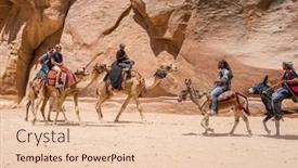  Presentation with petra jordan - Presentation design enhanced with tourists-travellers-visiting-petra background and a lemonade colored foreground