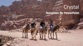  Presentation with petra - Colorful presentation theme enhanced with tourists-travellers-visiting-petra backdrop and a tawny brown colored foreground