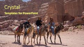  Presentation with petra - Slide deck featuring tourists-travellers-visiting-petra background and a tawny brown colored foreground