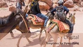  Presentation with petra - Beautiful PPT layouts featuring tourists-travellers-visiting-petra backdrop and a coral colored foreground